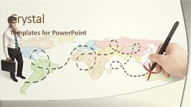  Presentation with route - Colorful presentation design enhanced with path social media - businessman looking at map backdrop and a  colored foreground