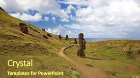  Presentation with choose a path - PPT layouts with path statues at easter island background and a  colored foreground
