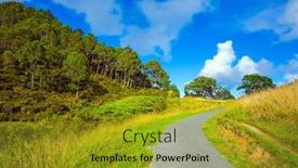  Presentation with new path - Beautiful PPT theme featuring path-to-cathedral-cove-picturesque backdrop and a gold colored foreground