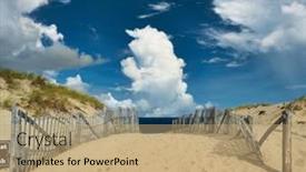  Presentation with cape cod - Slide deck with path-way-to-the-beach background and a coral colored foreground