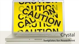  Presentation with computer security - Audience pleasing presentation consisting of path with caution barrier tape backdrop and a mint green colored foreground