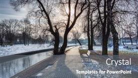  Presentation with winter river - Slides having pathway-by-the-radunia-river background and a gray colored foreground