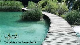  Presentation with clear water - Beautiful presentation theme featuring pathway crystal clear water plitvice backdrop and a seafoam green colored foreground