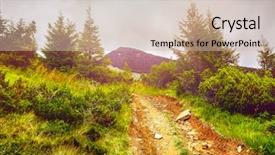  Presentation with leading through motivation - Amazing presentation having pathway forest - trail leading through the mountain backdrop and a soft green colored foreground