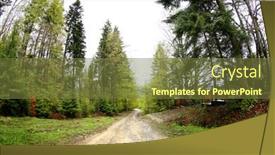  Presentation with pathway - Presentation theme featuring pathway-in-mountain-forest background and a tawny brown colored foreground