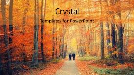  Presentation with pathway - Audience pleasing theme consisting of pathway in the autumn forest backdrop and a gold colored foreground