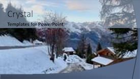  Presentation with mountain snow - Cool new PPT theme with pathway-in-the-snow-mountain backdrop and a light blue colored foreground