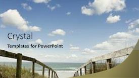  Presentation with pathway - PPT theme consisting of pathway leading to the beach background and a light blue colored foreground