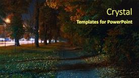  Presentation with pathway - PPT layouts having pathway-near-the-autumn-forest background and a wine colored foreground