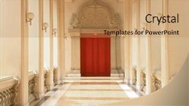 Presentation with pathway - Cool new slide set with pathway to red wooden door backdrop and a coral colored foreground