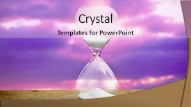  Presentation with purple - PPT theme consisting of patience - hourglass on blurred purple sunset background and a lavender colored foreground
