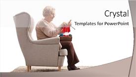 Presentation with knitting - Slide set having patience - senior lady sitting background and a white colored foreground