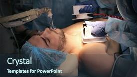  Presentation with icu - Colorful slide deck enhanced with doctor trying to save patient' backdrop and a tawny brown colored foreground