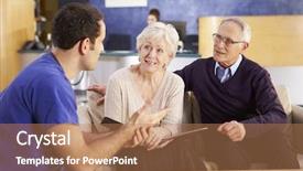  Presentation with senior couple - Audience pleasing slide set consisting of senior couple meeting with nurse backdrop and a coral colored foreground