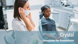  Presentation with cabinet - Beautiful theme featuring patient and dentist stomatology cabinet backdrop and a  colored foreground