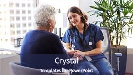  Presentation with hands holding - Cool new slides with patient and holding her hand backdrop and a navy blue colored foreground