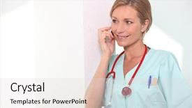  Presentation with telephone mobile - PPT layouts consisting of patient assessment nursing - female nurse on mobile telephone background and a lemonade colored foreground