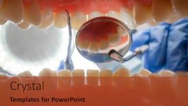  Presentation with jaw - Colorful slides enhanced with patient-at-a-dentist-appointment backdrop and a red colored foreground