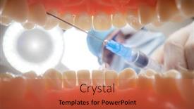  Presentation with clinic - Audience pleasing PPT theme consisting of patient-at-a-dentist-appointment backdrop and a red colored foreground