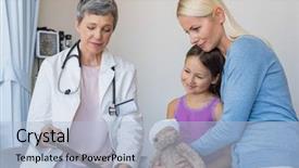  Presentation with mother child - Audience pleasing PPT theme consisting of patient at office senior pediatrician backdrop and a  colored foreground