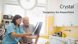  Presentation with female hospital patient - Cool new slide deck with patient at the hospital backdrop and a sky blue colored foreground