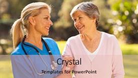  Presentation with nurse - Colorful presentation enhanced with patient care - caring nurse talking to senior backdrop and a lemonade colored foreground