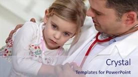  Presentation with check your label - Theme featuring patient care - little getting having check-up background and a sky blue colored foreground