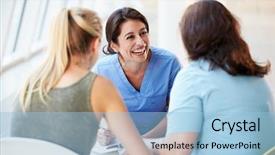  Presentation with nurse meeting a family - PPT layouts enhanced with patient care - nurse meeting with teenage girl background and a light blue colored foreground