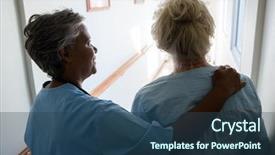  Presentation with senior care - Cool new presentation theme with patient care - rear view of nurse senior backdrop and a ocean colored foreground