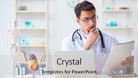  Presentation with coronary artery disease obese heart - Cool new PPT layouts with patient case study - doctor explaining the heart model backdrop and a  colored foreground