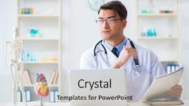  Presentation with congenital heart disease pediatric cardiology - Beautiful slide deck featuring patient case study - doctor explaining the heart model backdrop and a light gray colored foreground