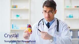  Presentation with heart - Theme enhanced with patient case study - doctor explaining the heart model background and a sky blue colored foreground