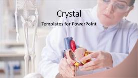  Presentation with car parts robots - Cool new presentation design with patient case study - doctor lecturer explaining various parts backdrop and a  colored foreground