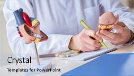  Presentation with motorcycle spare parts - PPT layouts having patient case study - doctor lecturer explaining various parts background and a light blue colored foreground