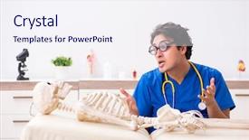  Presentation with skeleton - Presentation theme having patient case study - funny doctor with skeleton background and a  colored foreground