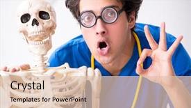  Presentation with skeleton - Amazing theme having patient case study - funny doctor with skeleton backdrop and a  colored foreground