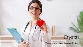  Presentation with patient care - Slide deck consisting of patient case study - young doctor in heart care background and a  colored foreground