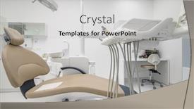  Presentation with dentistry - Colorful PPT theme enhanced with patient-chair-in-interior backdrop and a light gray colored foreground
