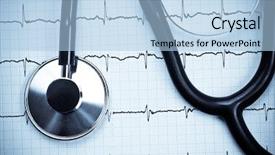  Presentation with ecg - Audience pleasing slide set consisting of heart cardilogy - stethoscope lying on ecg diagram backdrop and a light blue colored foreground