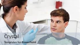  Presentation with female security officer - Audience pleasing PPT theme consisting of oral communication - man having consultation with female backdrop and a light blue colored foreground