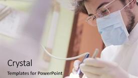  Presentation with public health care - Cool new PPT theme with patient at the dentist's backdrop and a coral colored foreground