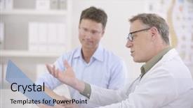  Presentation with blood test - Theme consisting of patient discussing blood-test results background and a light blue colored foreground