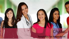  Presentation with nurses - Beautiful presentation featuring patient diversity - group of doctors and nurses backdrop and a  colored foreground
