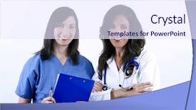  Presentation with labor and delivery medical team - Presentation enhanced with patient diversity - medical team isolated on white background and a sky blue colored foreground