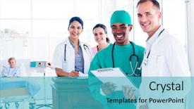  Presentation with medical diversity - Amazing presentation theme having patient diversity - portrait of a confident medical backdrop and a teal colored foreground