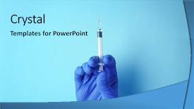  Presentation with vaccination - PPT theme with patient dose measurment - hand of nurse with syringe background and a arctic colored foreground