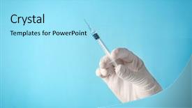  Presentation with vaccination - Theme featuring patient dose measurment - hand of nurse with syringe background and a arctic colored foreground