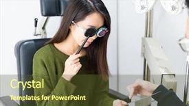  Presentation with examination - Amazing presentation having patient during an eye examination backdrop and a tawny brown colored foreground