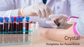  Presentation with blood test - PPT layouts consisting of patient during blood test sampling background and a lemonade colored foreground