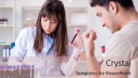  Presentation with blood test - Theme featuring patient during blood test sampling background and a coral colored foreground